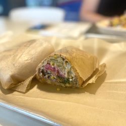 Hummus Mediterranean Grill - Create your own wrap with both chicken shawarma and lamb shawarma. Very good.