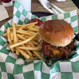 Bacon Cheeseburger with fries Bacon Cheeseburger with fries