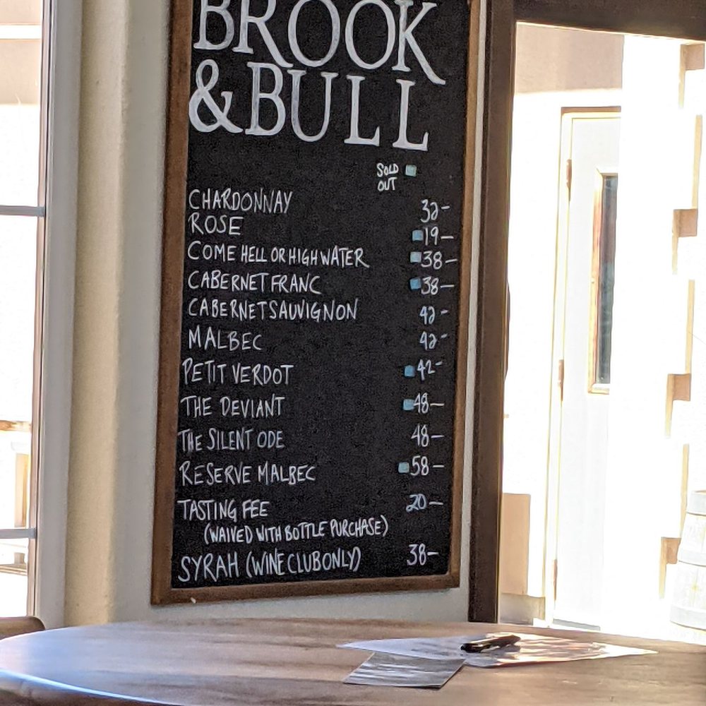 Brook & Bull Cellars - Menu June 2021 - Wine Tasting Room Near Me