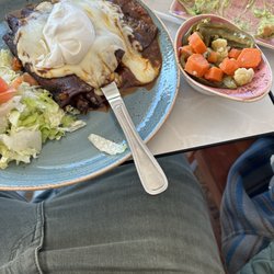 Enchiladas gotta add some sour cream on the móle and the side of pickled carrots and cauliflower to add a little kick.