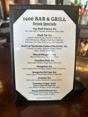 Menu photo 8 1400 Bar & Grill Alameda, CA