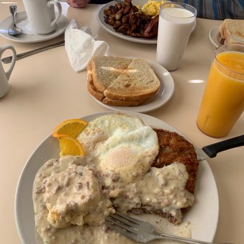 Katrina's Cafe - Chicken fried steak and eggs over medium with biscuits and gravy. - Breakfast & Brunch Near Me - Auburn, California Katrina's Cafe - Chicken fried steak and eggs over medium with biscuits and gravy. - Breakfast & Brunch Near Me - Auburn, California