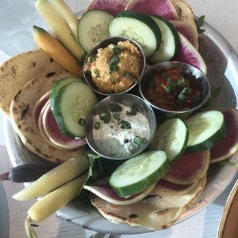 The Hampton Social - Naples - Raw veggies with three dips - New American Near Me - Naples, Florida The Hampton Social - Naples - Raw veggies with three dips - New American Near Me - Naples, Florida