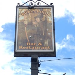 Robin Hood Inn - Robin Hood Inn sign.  Looks like Errol Flynn.