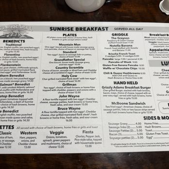 Sunrise Grill - Full menu - American Near Me - Boone, North Carolina
