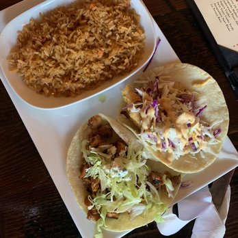 Red Star Taco Bar - Two tacos & rice + beans but I'm not really a beans person so I got two sides or rice - Mexican Near Me - Seattle, Washington