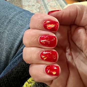 Imola Nail Spa - Hot gel nails in red. - Nail Salons Near Me - Napa, California