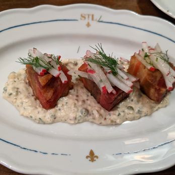 St Lawrence Restaurant - Confit pork belly with ravigote sauce - French Near Me - Vancouver, British Columbia St Lawrence Restaurant - Confit pork belly with ravigote sauce - French Near Me - Vancouver, British Columbia