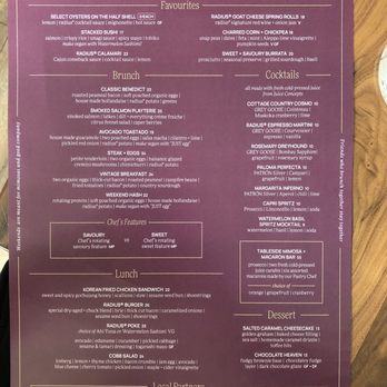 Radius on Brant - Current brunch/lunch menu as of March 2024 - International Near Me - Burlington, Ontario