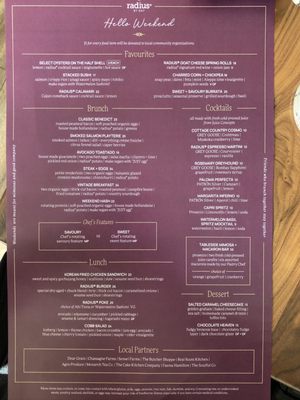 Menu photo 2 Radius on Brant Burlington, ON