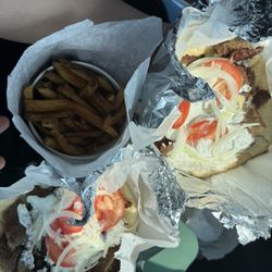Aleko's 2 Go - Lamb and beef gyros with fries.