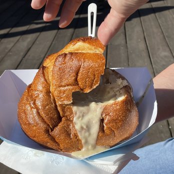 Pier Market Stand - Clam chowder in bread bowl - Seafood Near Me - San Francisco, California