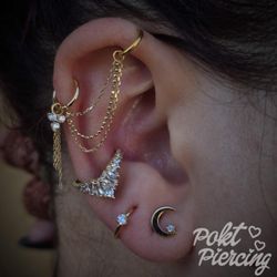 Pokt Piercing - Styling with all 14k Yellow Gold jewelry