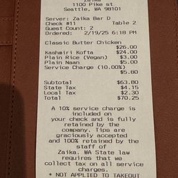 Notice and read about the service charge!  It should instead be charge that goes to its staff!