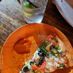 Mad River Pizza - Veggie pizza and vodka soda