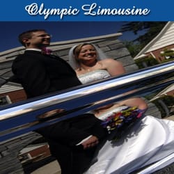 Olympic Limousine - Reflection of a wedding couple from the side of one of our limousines.
