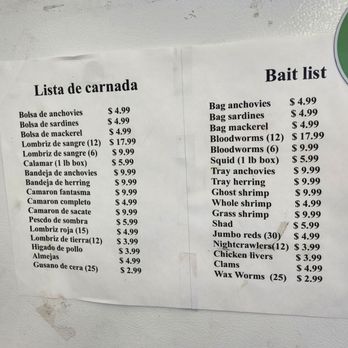 Tackle Box - Bait menu 12-6-24 - Sporting Goods Near Me - Salinas, California
