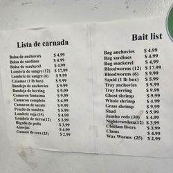 Tackle Box - Bait menu 12-6-24
