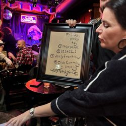 Club Cumming - The sign with the insta handles for all the people involved in the art night.