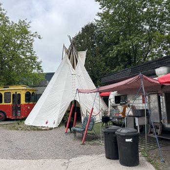 Motown Nates - The big food trailer, teepee with seating, and trolley car just for fun. - Burgers Near Me - Sault Ste. Marie, Michigan