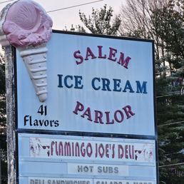 Exterior outside entrance of Salem Ice Cream Parlor - Close-up of the Ice Cream Parlor and Deli sign located in their parking lot area. - Salem, Virginia Exterior outside entrance of Salem Ice Cream Parlor - Close-up of the Ice Cream Parlor and Deli sign located in their parking lot area. - Salem, Virginia