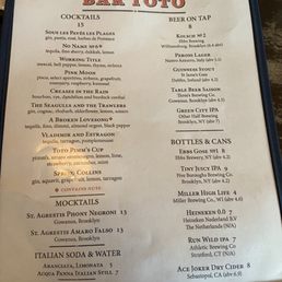 Cocktail menu Cocktail menu
