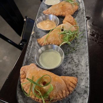 Flights - Empanada Flight, we asked for no drizzled sauces - New American Near Me - Las Vegas, Nevada Flights - Empanada Flight, we asked for no drizzled sauces - New American Near Me - Las Vegas, Nevada