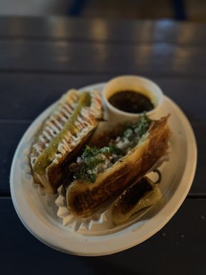 Photo of T-Loc's Sonora Hot Dogs - Austin, TX, US. Sonora Dog and La Sonora dip