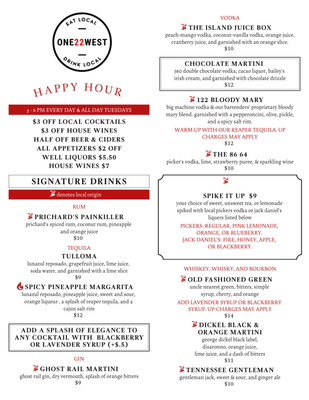 Menu photo 3 One22West Tullahoma, TN