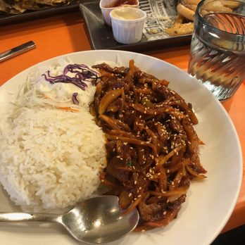 The Sweet Sap - Spicy Pork with RIce Crunchy Bulgogi Quesadilla Truffle Fries - New American Near Me - Flushing, New York The Sweet Sap - Spicy Pork with RIce Crunchy Bulgogi Quesadilla Truffle Fries - New American Near Me - Flushing, New York