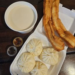Soybean milk, yao tiao and tianjin baos Soybean milk, yao tiao and tianjin baos