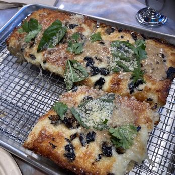 Gibroni's Pizza - "The Fun Guys" Mushroom truffle pizza with added basil - Pizza Near Me - San Clemente, California Gibroni's Pizza - "The Fun Guys" Mushroom truffle pizza with added basil - Pizza Near Me - San Clemente, California
