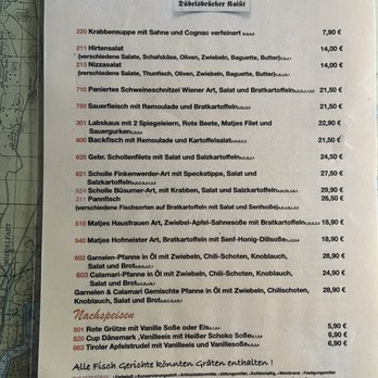 Dübelsbrücker Kajüt - Speisekarte (10/2024) - Seafood Near Me - Hamburg, HH Dübelsbrücker Kajüt - Speisekarte (10/2024) - Seafood Near Me - Hamburg, HH