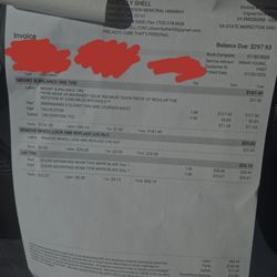 Chantilly Shell - Receipt from the services.