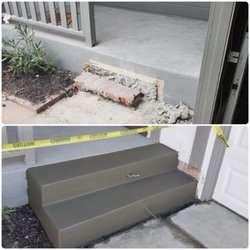 Bruno & Sons Concrete - Before & After picture of concrete stairs