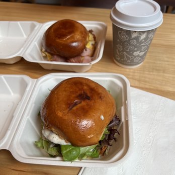 Slipstream - Spicy Chicken Sandwich and Bodega Egg Sandwich with Ham. - Coffee & Tea Near Me - Washington, DC, District of Columbia