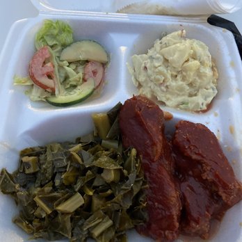 Soul Vegetarian - BBQ kale bone, collard greens, potato salad, and some type of salad. - Vegetarian Near Me - Atlanta, Georgia Soul Vegetarian - BBQ kale bone, collard greens, potato salad, and some type of salad. - Vegetarian Near Me - Atlanta, Georgia