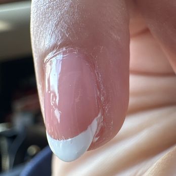 Mlux Nail Bar - Jagged line not straight, French tip fading, bubbles again - Nail Salons Near Me - Euless, Texas Mlux Nail Bar - Jagged line not straight, French tip fading, bubbles again - Nail Salons Near Me - Euless, Texas