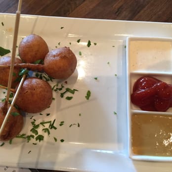 Eureka! - Polish Sausage Corn Dog Appetizer - American Near Me - Indian Wells, California Eureka! - Polish Sausage Corn Dog Appetizer - American Near Me - Indian Wells, California