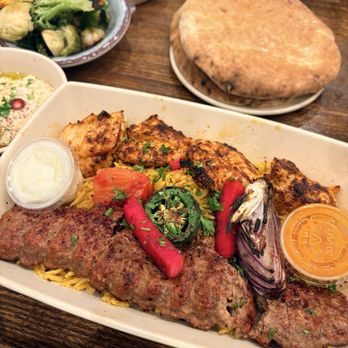 MAZRA - Double Kebab Plate - Mediterranean Near Me - Redwood City, California MAZRA - Double Kebab Plate - Mediterranean Near Me - Redwood City, California