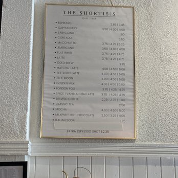 The Shortis Cafe Bar - Coffee menu as of June 2023 - Cafes Near Me - Beaverton, Ontario The Shortis Cafe Bar - Coffee menu as of June 2023 - Cafes Near Me - Beaverton, Ontario