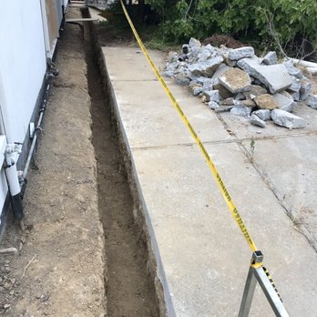 Drainage Pros - Digging for the drain pipe installation - Waterproofing Near Me Drainage Pros - Digging for the drain pipe installation - Waterproofing Near Me