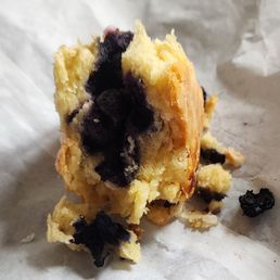 Vegan blueberry scone. Forgot to get the before. Vegan blueberry scone. Forgot to get the before.