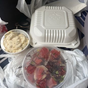 Island Rootz Cafe by Aunty Mailes - Hawaiian Poke, Mac Salad, and Rice (only thing inside the container) - Hawaiian Near Me - Gardena, California Island Rootz Cafe by Aunty Mailes - Hawaiian Poke, Mac Salad, and Rice (only thing inside the container) - Hawaiian Near Me - Gardena, California