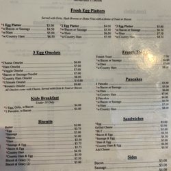 Yank's Place - Breakfast menu