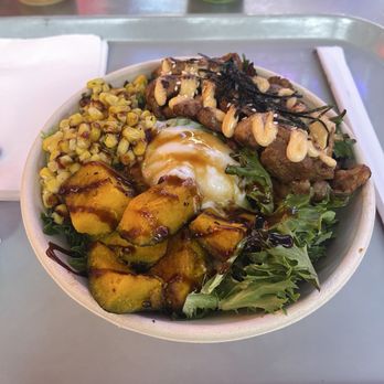 Nikubol - Mentaiko chicken + onsen egg + roasted pumpkin chunks + butter corn) - Japanese Near Me - Houston, Texas Nikubol - Mentaiko chicken + onsen egg + roasted pumpkin chunks + butter corn) - Japanese Near Me - Houston, Texas