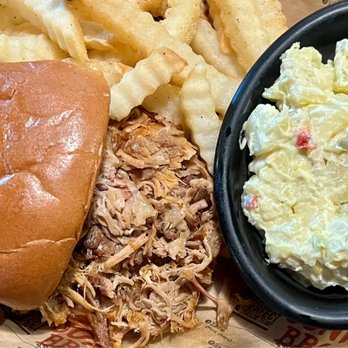 Sonny's BBQ - Pulled Pork with 2 sides to share potato salad and crinkled fries. - Barbeque Near Me - Jacksonville, Florida Sonny's BBQ - Pulled Pork with 2 sides to share potato salad and crinkled fries. - Barbeque Near Me - Jacksonville, Florida