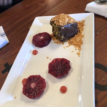 The Bowery Bar - Dessert: creamy fudge with pistachios and blood oranges (the exact name I cannot recall) - New American Near Me - Boston, Massachusetts The Bowery Bar - Dessert: creamy fudge with pistachios and blood oranges (the exact name I cannot recall) - New American Near Me - Boston, Massachusetts