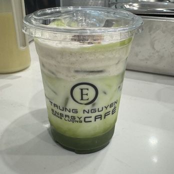 Trung Nguyen E-Coffee - Banana matcha latte (less ice) - Coffee & Tea Near Me - Carrollton, Texas
