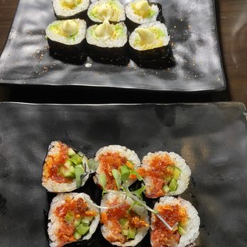Norikase - Top: Ebi maki roll (shrimp tempura); bottom spicy tuna maki roll. $9 each for kanpai/happy hour! Delish! Not pictured: salmon roll- amazing! - Sushi Bars Near Me - Jacksonville, Florida Norikase - Top: Ebi maki roll (shrimp tempura); bottom spicy tuna maki roll. $9 each for kanpai/happy hour! Delish! Not pictured: salmon roll- amazing! - Sushi Bars Near Me - Jacksonville, Florida